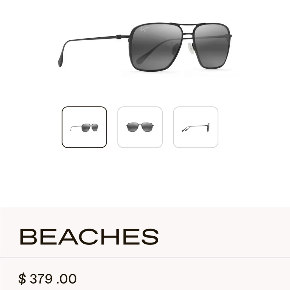 Beaches Polarized Aviator Sunglasses Maui Jim - Black-Never worn-Face Shape Med.